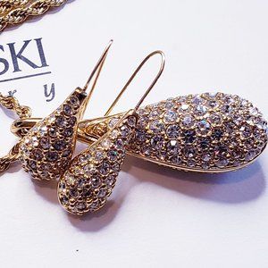 💎Signed Swarovski Crystal Pave Earring and Necklace Set